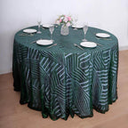Sequin 120" Round Tablecloth Hunter Emerald Green - Seamless Diamond Glitz Table Cover - Bell Racket Store