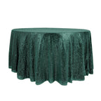 Sequin 120" Round Tablecloth Hunter Emerald Green - Seamless Glittering Table Cover