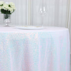 Sequin 120" Round Tablecloth Iridescent Blue - Seamless Glittering Table Cover - Bell Racket Store