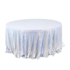 Sequin 120" Round Tablecloth Iridescent Blue - Seamless Glittering Table Cover - Bell Racket Store
