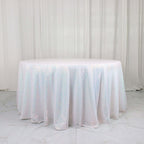Sequin 120" Round Tablecloth Iridescent Blue - Seamless Glittering Table Cover - Bell Racket Store