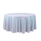 Sequin 120" Round Tablecloth Iridescent Blue - Seamless Glittering Table Cover - Bell Racket Store