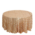 Sequin 120" Round Tablecloth Matte Champagne - Seamless Big Payette Table Cover