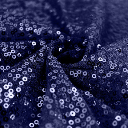 Sequin 120" Round Tablecloth Navy Blue - Seamless Glittering Table Cover - NestOCart