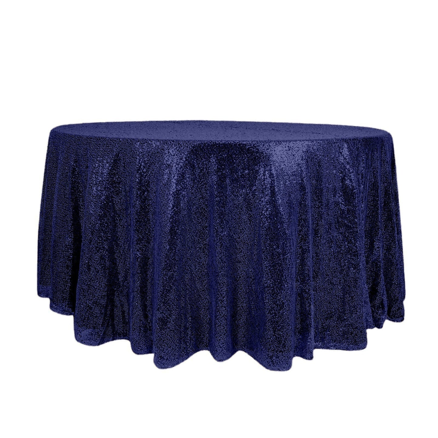 Sequin 120" Round Tablecloth Navy Blue - Seamless Glittering Table Cover - NestOCart