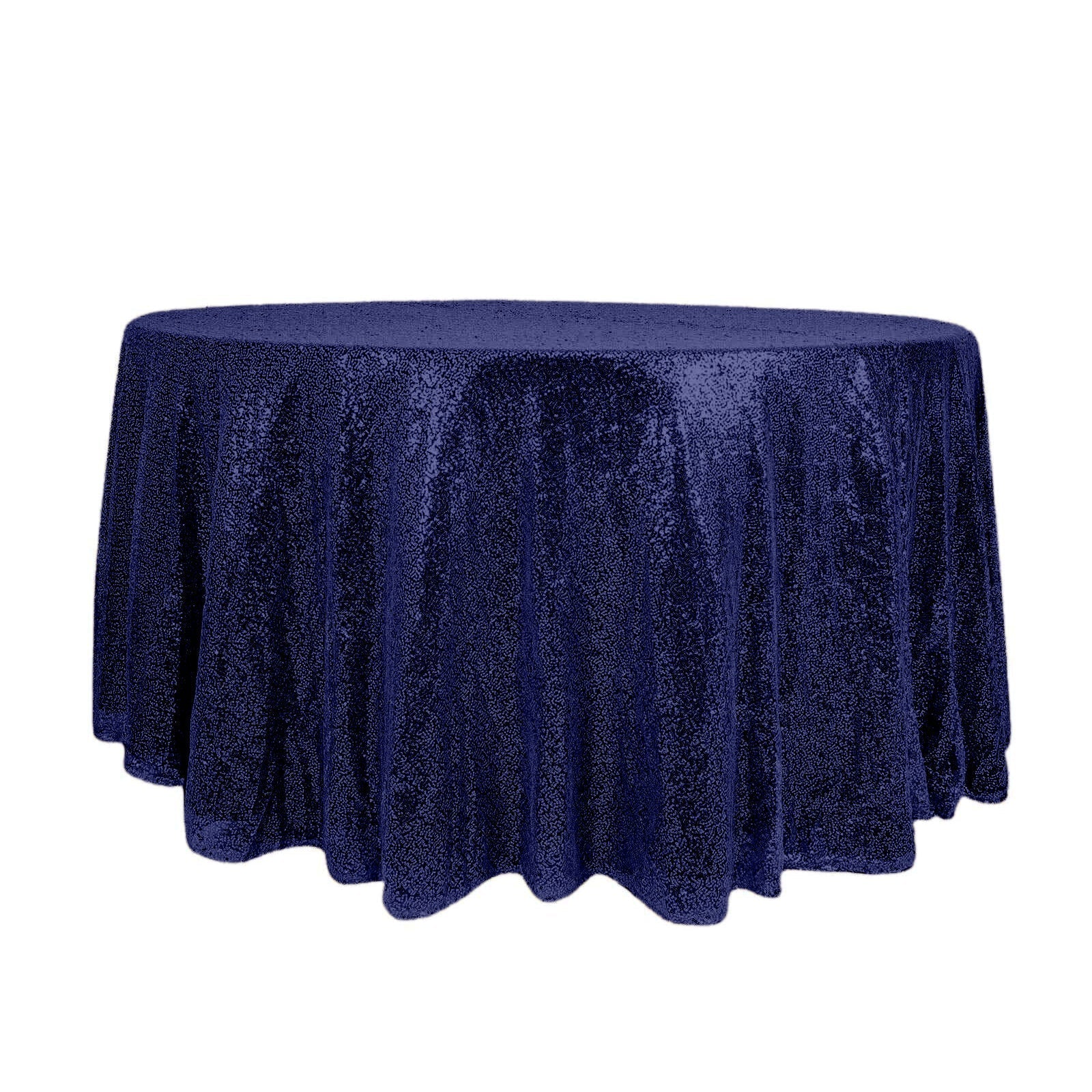 Sequin 120" Round Tablecloth Navy Blue - Seamless Glittering Table Cover - NestOCart