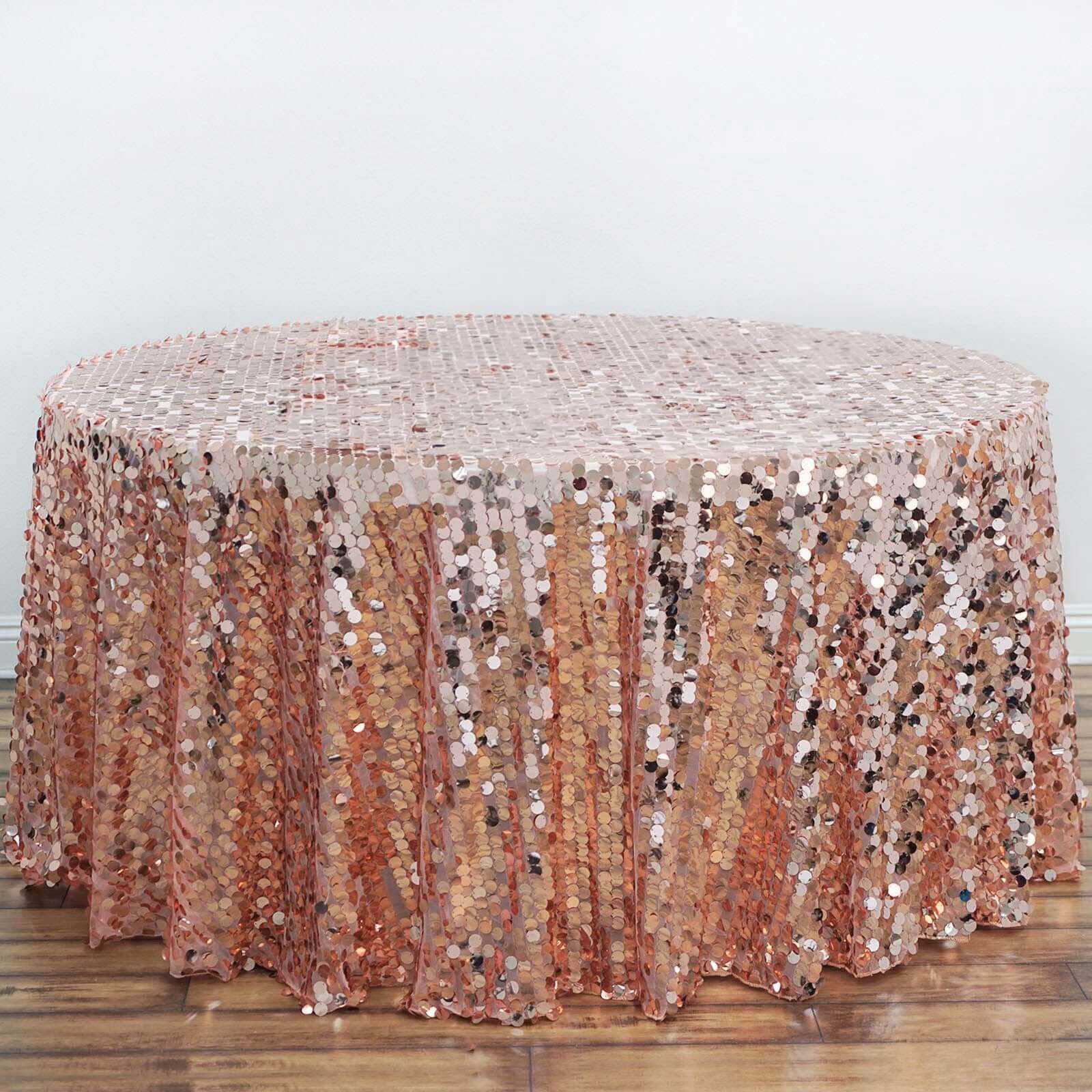 Sequin 120" Round Tablecloth Rose Gold - Seamless Big Payette Table Cover - NestOCart