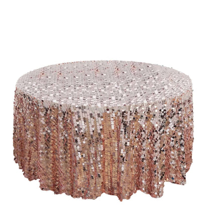 Sequin 120" Round Tablecloth Rose Gold - Seamless Big Payette Table Cover - NestOCart