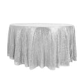 Sequin 120" Round Tablecloth Silver - Seamless Glittering Table Cover