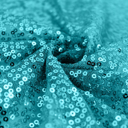 Sequin 120" Round Tablecloth Turquoise - Seamless Glittering Table Cover - NestOCart