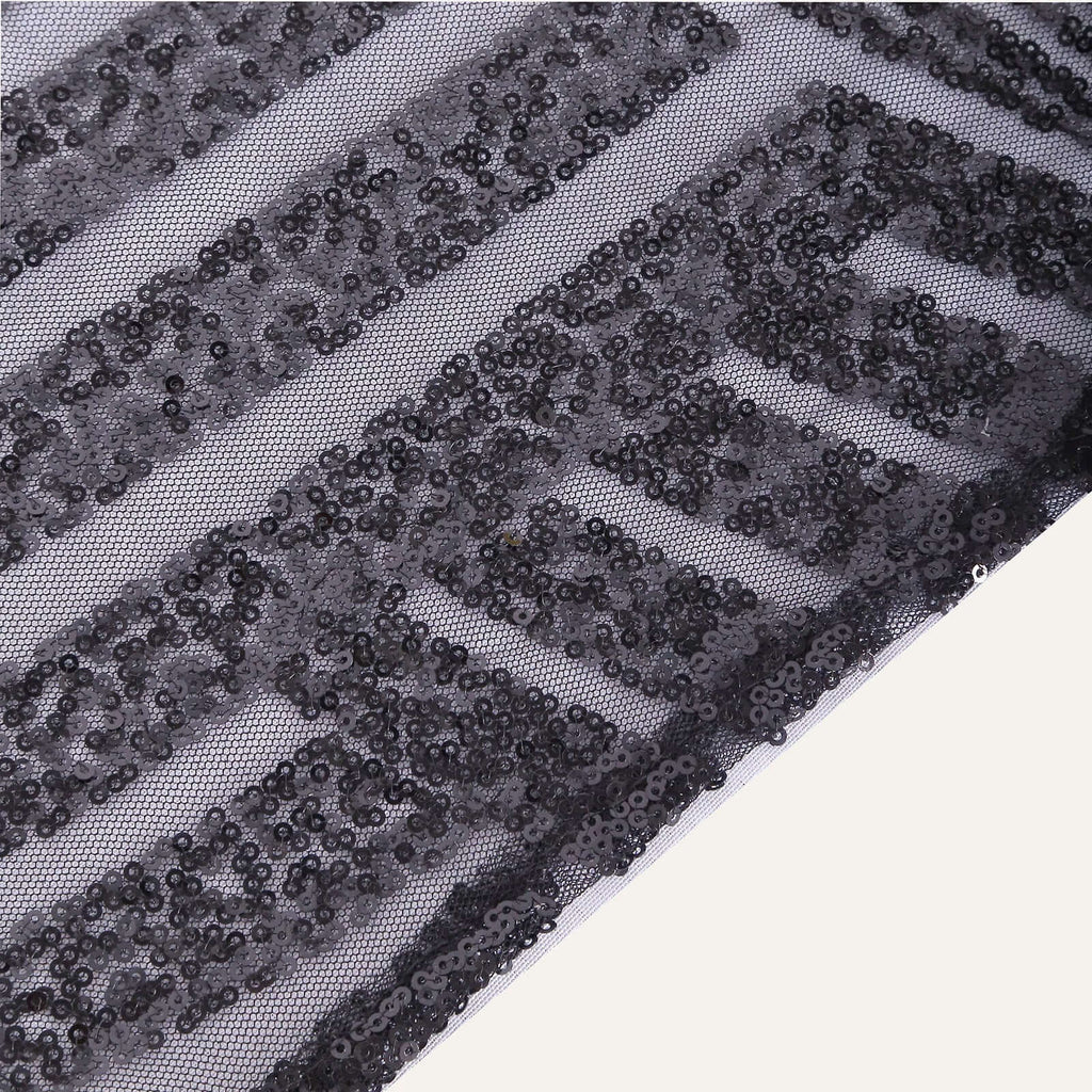 Sequin 12"x108" Table Runner Black - Diamond Glitz Design - Bell Racket Store