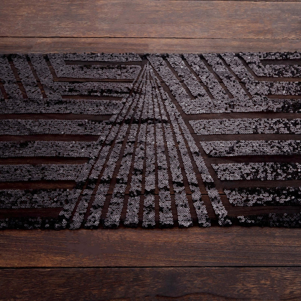 Sequin 12"x108" Table Runner Black - Diamond Glitz Design - Bell Racket Store