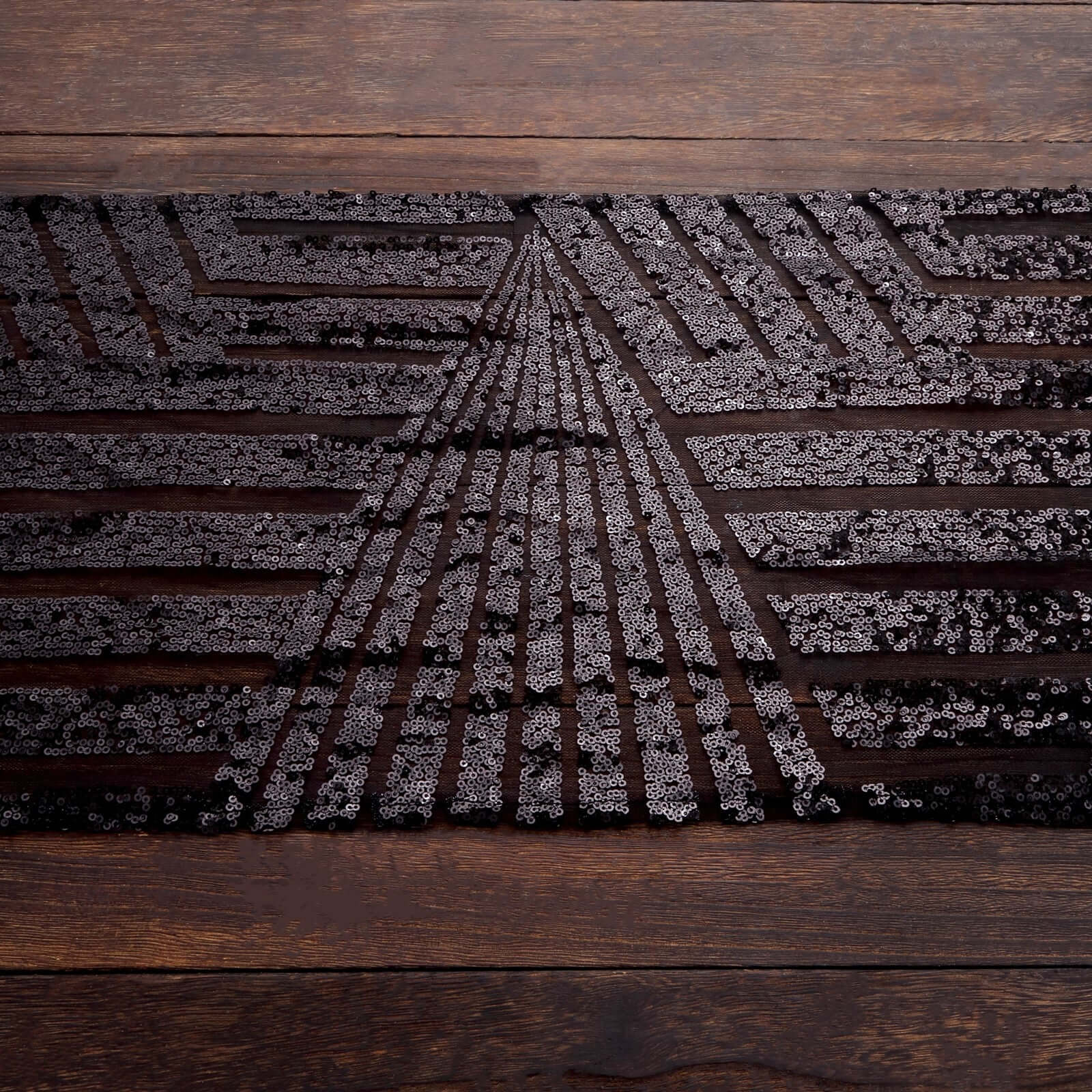 Sequin 12"x108" Table Runner Black - Diamond Glitz Design - Bell Racket Store