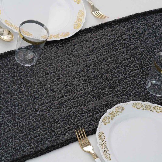 Sequin 12"x108" Table Runner Black - Glittering Design - NestOCart