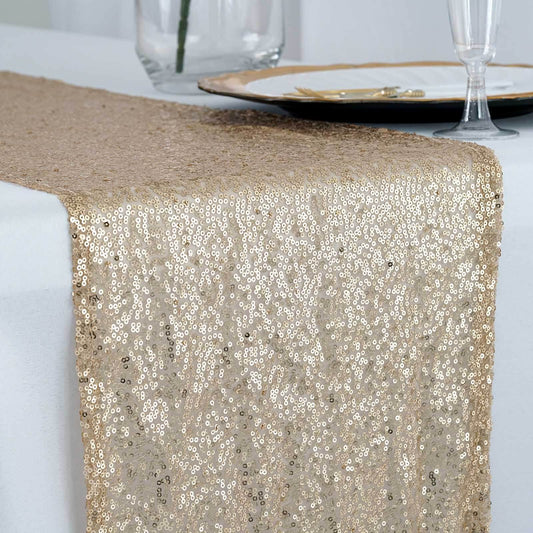 Sequin 12"x108" Table Runner Champagne - Glittering Design - NestOCart
