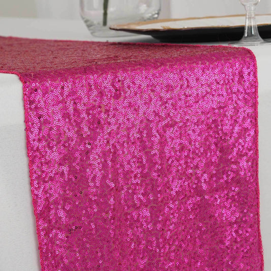 Sequin 12"x108" Table Runner Fuchsia - Glittering Design - NestOCart