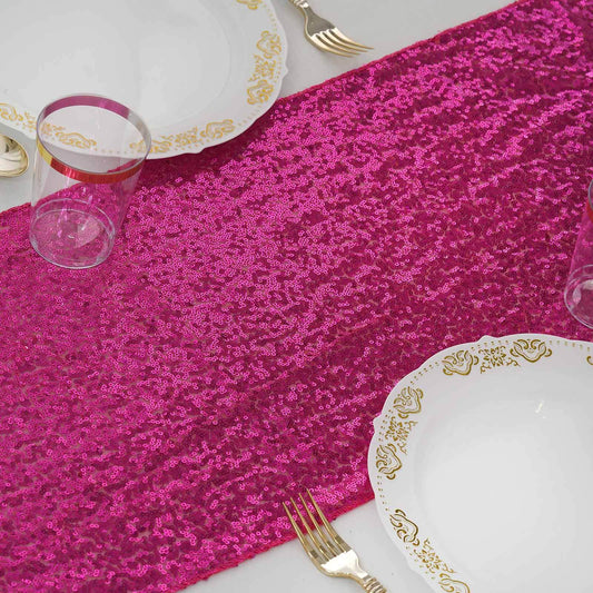 Sequin 12"x108" Table Runner Fuchsia - Glittering Design - NestOCart