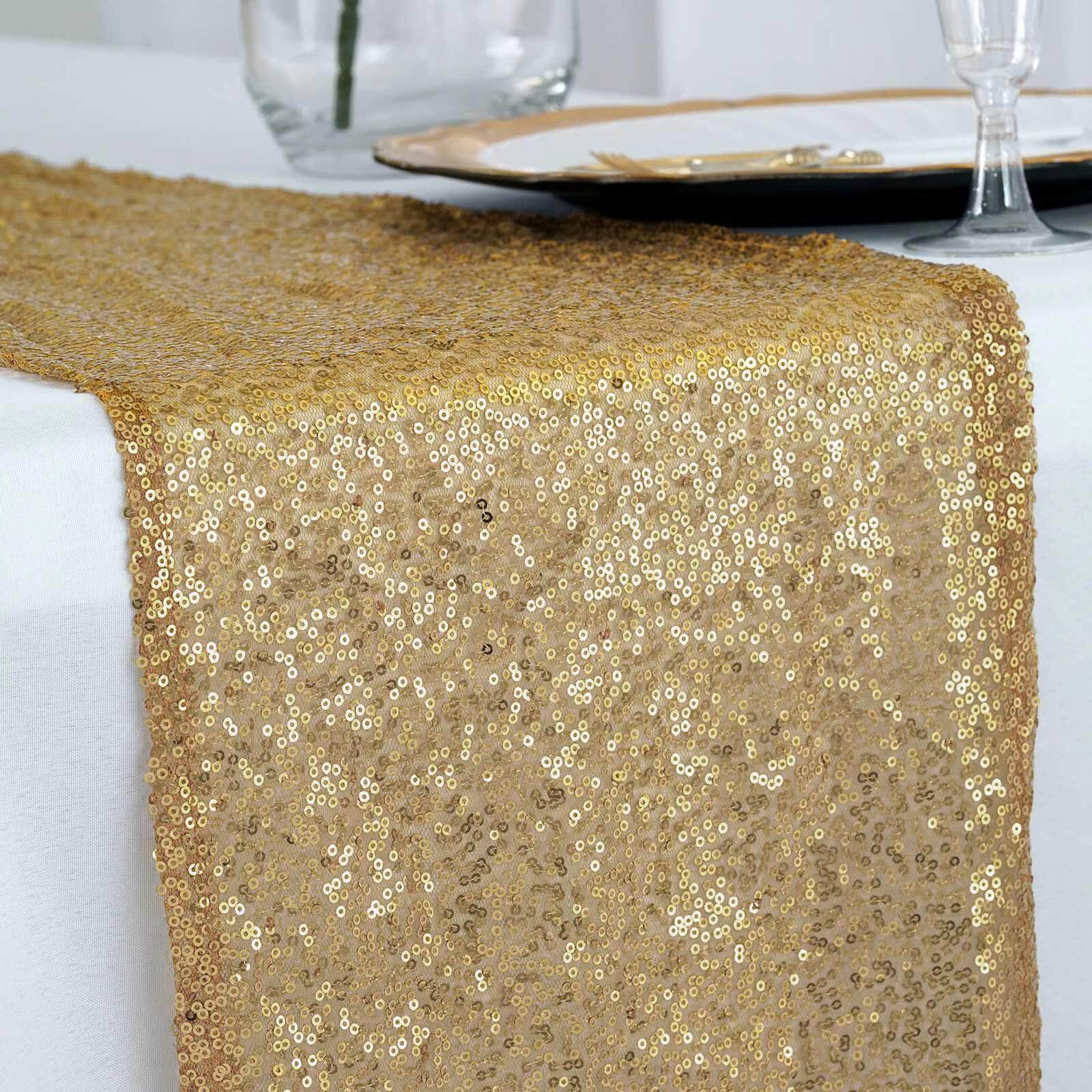 Sequin 12"x108" Table Runner Gold - Glittering Design for Stylish Celebrations - NestOCart