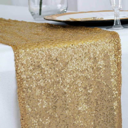 Sequin 12"x108" Table Runner Gold - Glittering Design for Stylish Celebrations - NestOCart