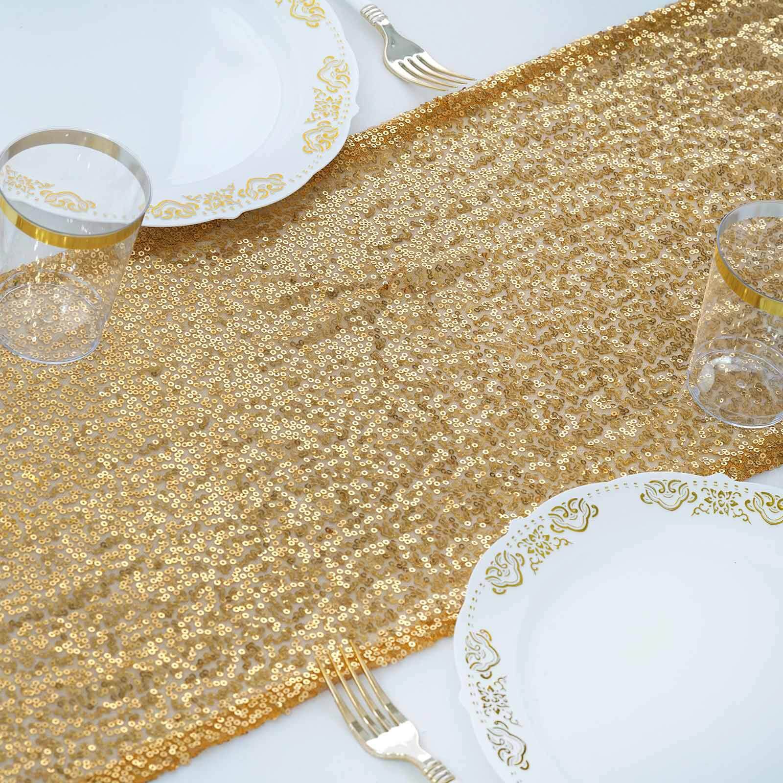 Sequin 12"x108" Table Runner Gold - Glittering Design for Stylish Celebrations - NestOCart