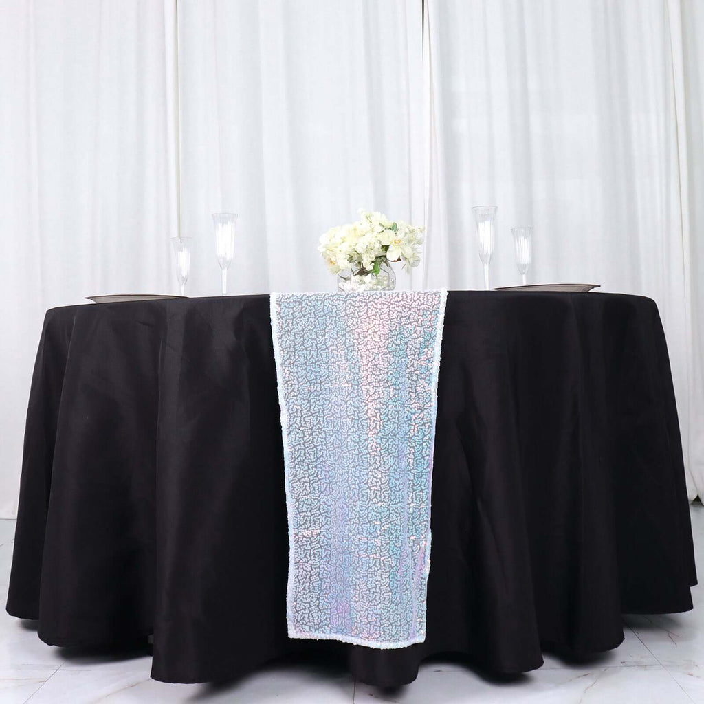 Sequin 12"x108" Table Runner Iridescent Blue - Glittering Design - Bell Racket Store