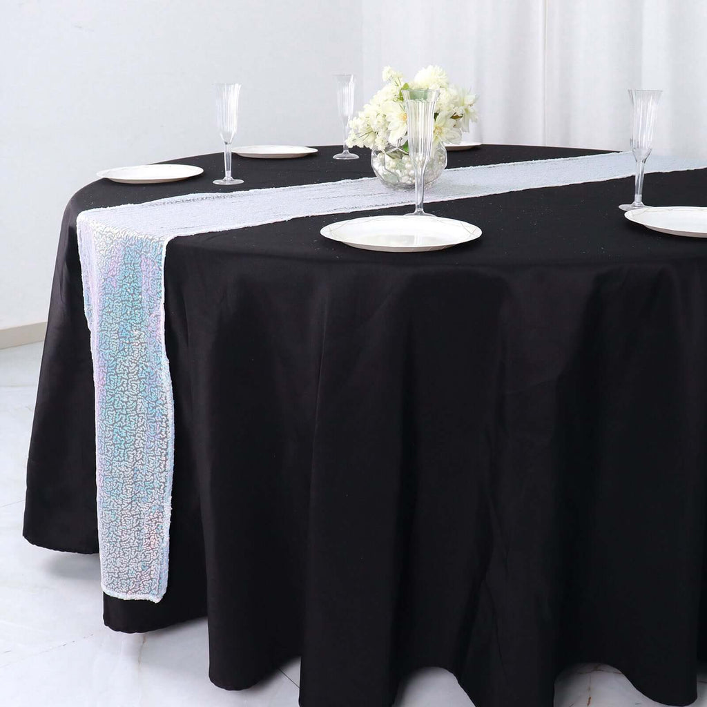 Sequin 12"x108" Table Runner Iridescent Blue - Glittering Design - Bell Racket Store