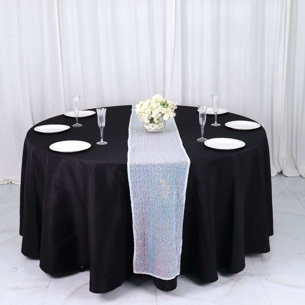 Sequin 12"x108" Table Runner Iridescent Blue - Glittering Design - Bell Racket Store