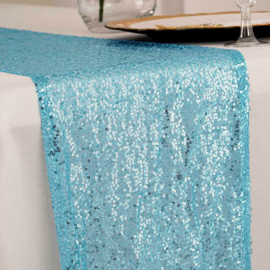 Sequin 12"x108" Table Runner Light Blue - Glittering Design - NestOCart