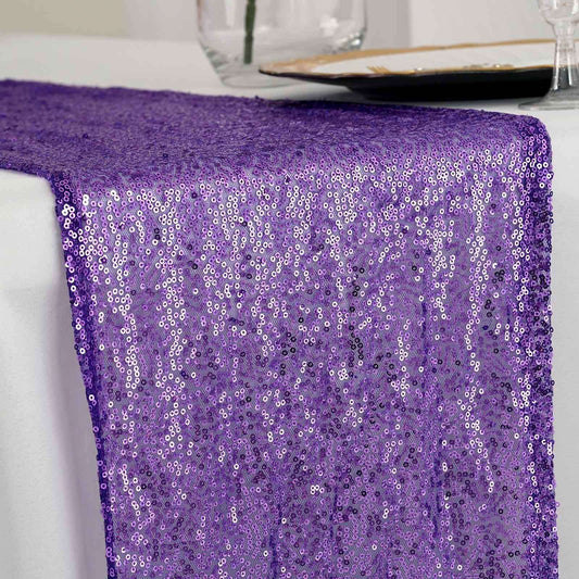Sequin 12"x108" Table Runner Purple - Glittering Design - NestOCart