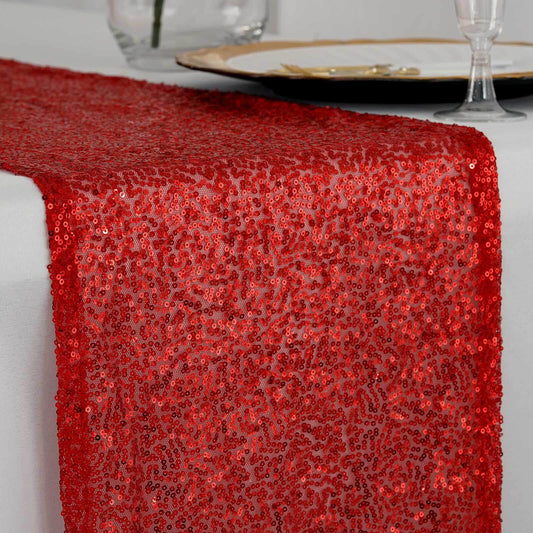 Sequin 12"x108" Table Runner Red - Glittering Design - NestOCart