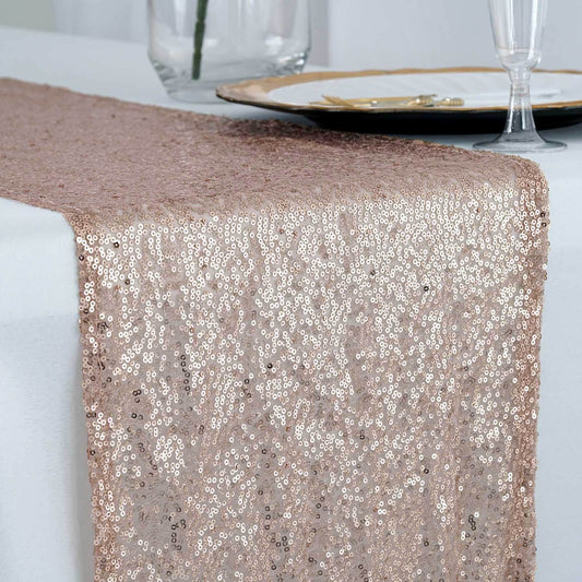 Sequin 12"x108" Table Runner Rose Gold - Glittering Design - NestOCart