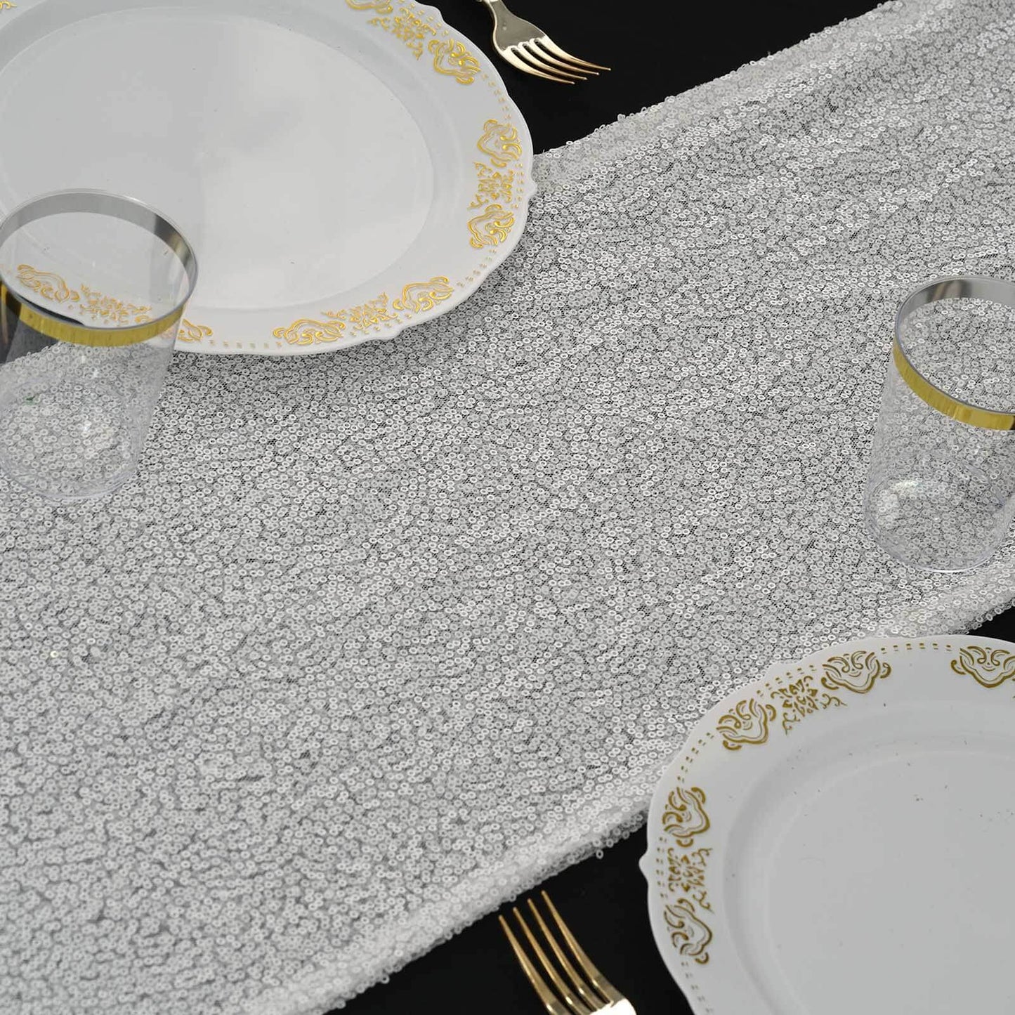 Sequin 12"x108" Table Runner White - Glittering Design for Stylish Celebrations - NestOCart
