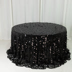 Sequin 132" Round Tablecloth Black - Big Payette Table Cover - Bell Racket Store