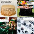 Sequin 132" Round Tablecloth Black - Big Payette Table Cover - Bell Racket Store