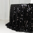Sequin 132" Round Tablecloth Black - Big Payette Table Cover - Bell Racket Store