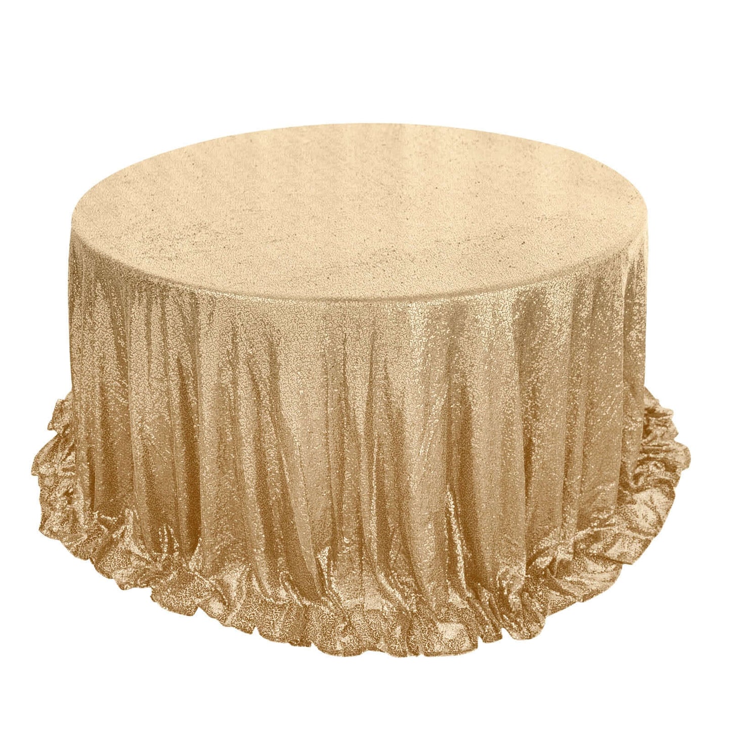 Sequin 132" Round Tablecloth Champagne - Seamless Dazzling Table Cover - NestOCart
