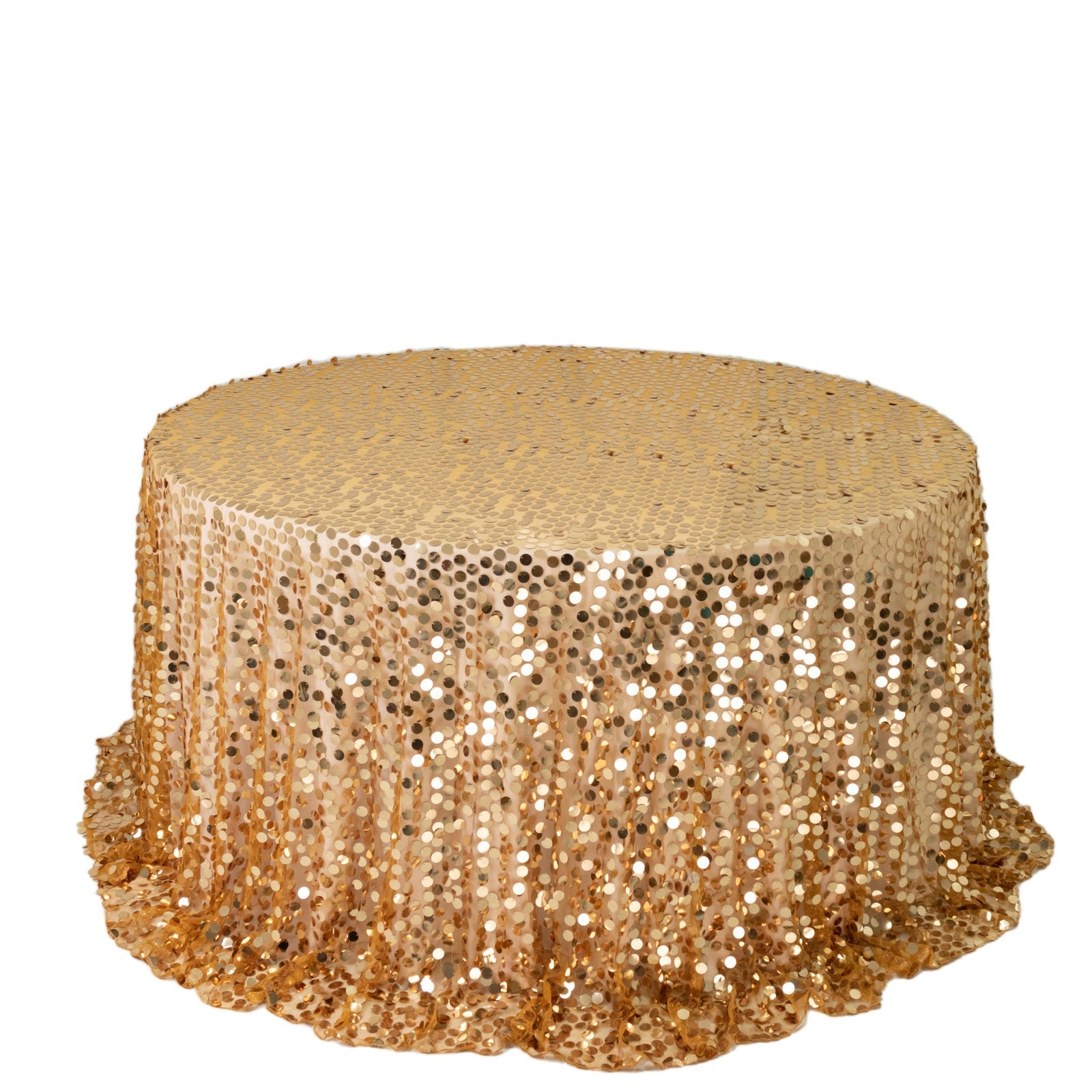 Sequin 132" Round Tablecloth Gold - Big Payette Table Cover - Bell Racket Store