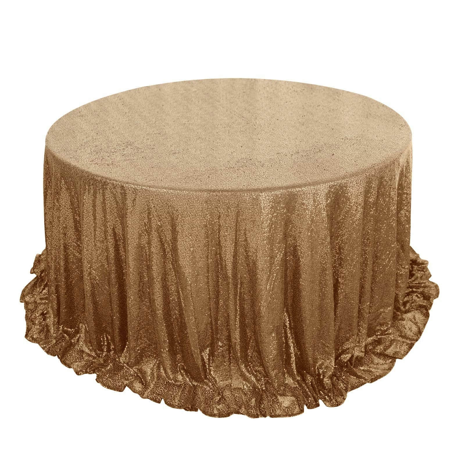 Sequin 132" Round Tablecloth Gold - Seamless Dazzling Design for Refined Events