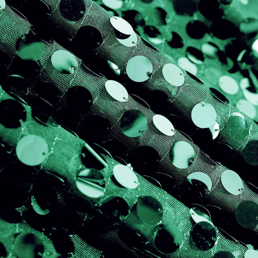 Sequin 132" Round Tablecloth Hunter Emerald Green - Big Payette Table Cover - Bell Racket Store