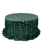 Sequin 132" Round Tablecloth Hunter Emerald Green - Big Payette Table Cover - Bell Racket Store
