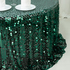 Sequin 132" Round Tablecloth Hunter Emerald Green - Big Payette Table Cover - Bell Racket Store
