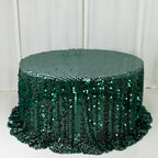 Sequin 132" Round Tablecloth Hunter Emerald Green - Big Payette Table Cover - Bell Racket Store
