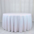 Sequin 132" Round Tablecloth Iridescent Blue - Seamless Dazzling Table Cover - Bell Racket Store
