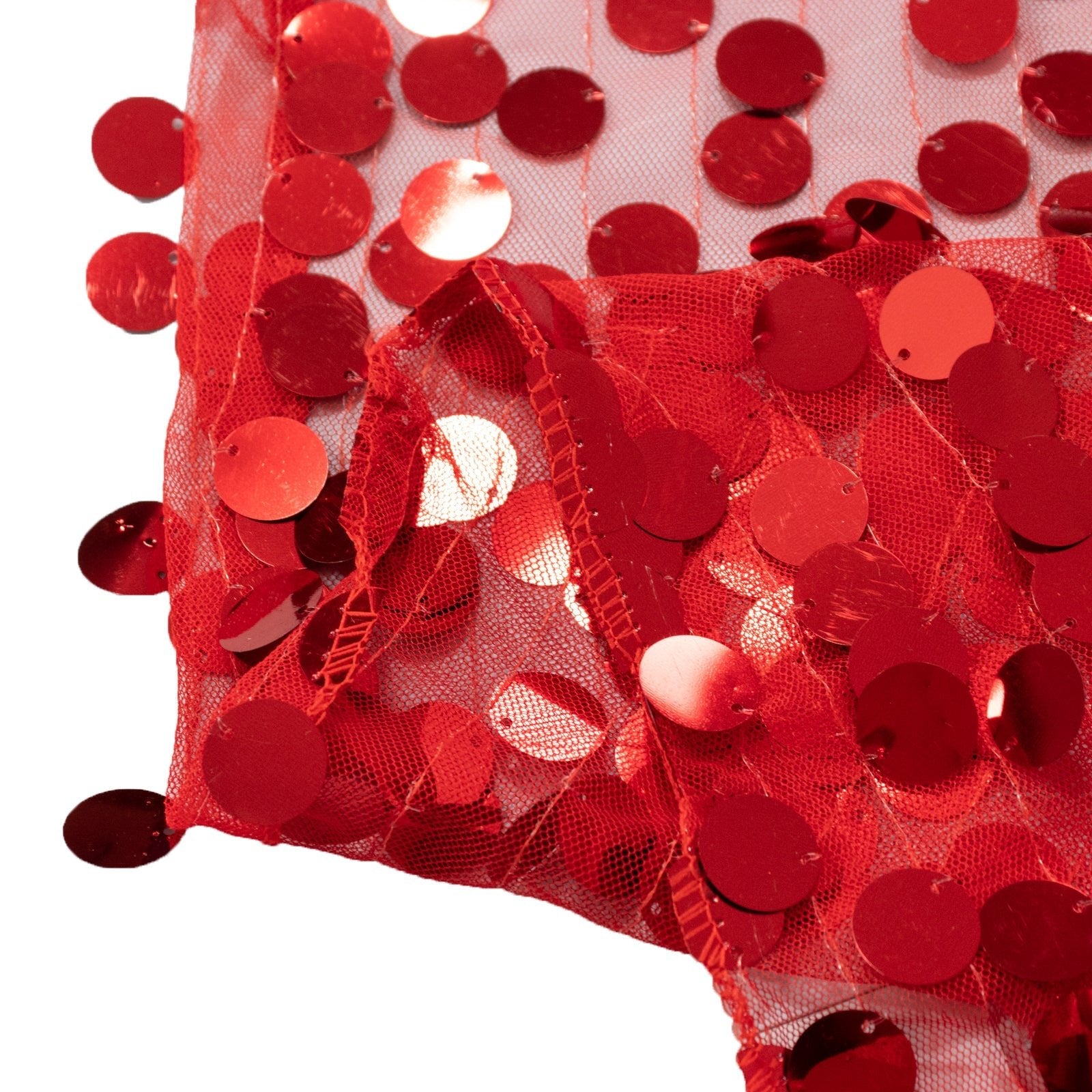 Sequin 132" Round Tablecloth Red - Big Payette Table Cover - Bell Racket Store