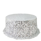 Sequin 132" Round Tablecloth Silver - Big Payette Table Cover - Bell Racket Store