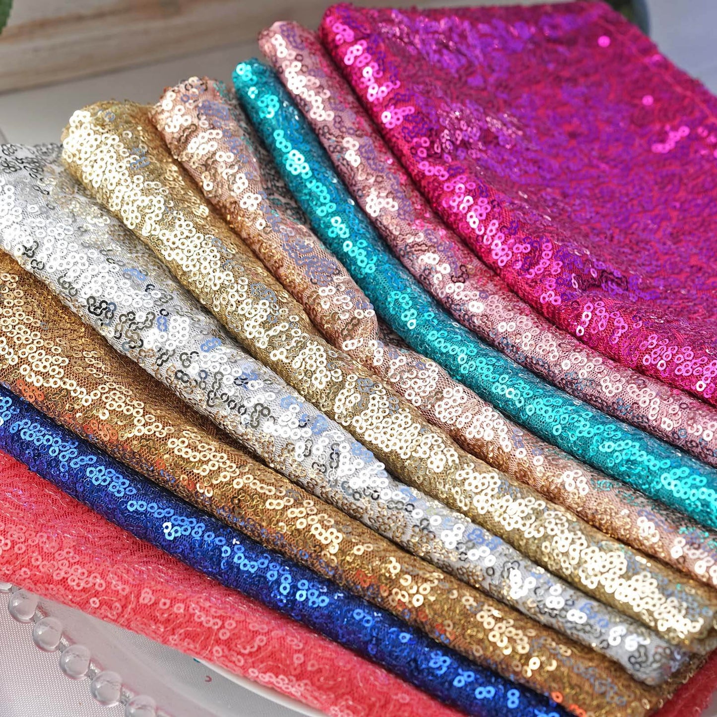 Sequin 20"x20" Napkin Champagne - Shimmering Dinner Napkin - NestOCart