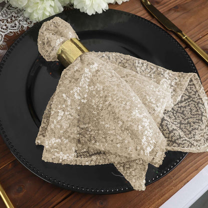 Sequin 20"x20" Napkin Champagne - Shimmering Dinner Napkin - NestOCart