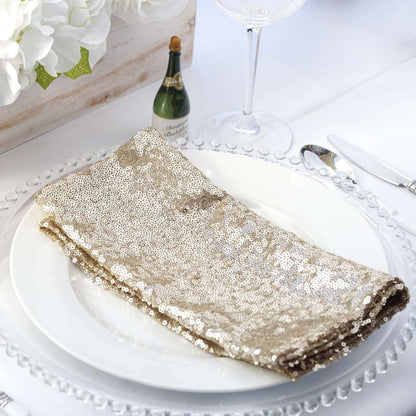 Sequin 20"x20" Napkin Champagne - Shimmering Dinner Napkin - NestOCart