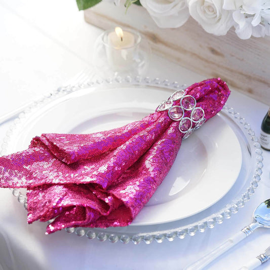 Sequin 20"x20" Napkin Fuchsia - Shimmering Dinner Napkin - NestOCart