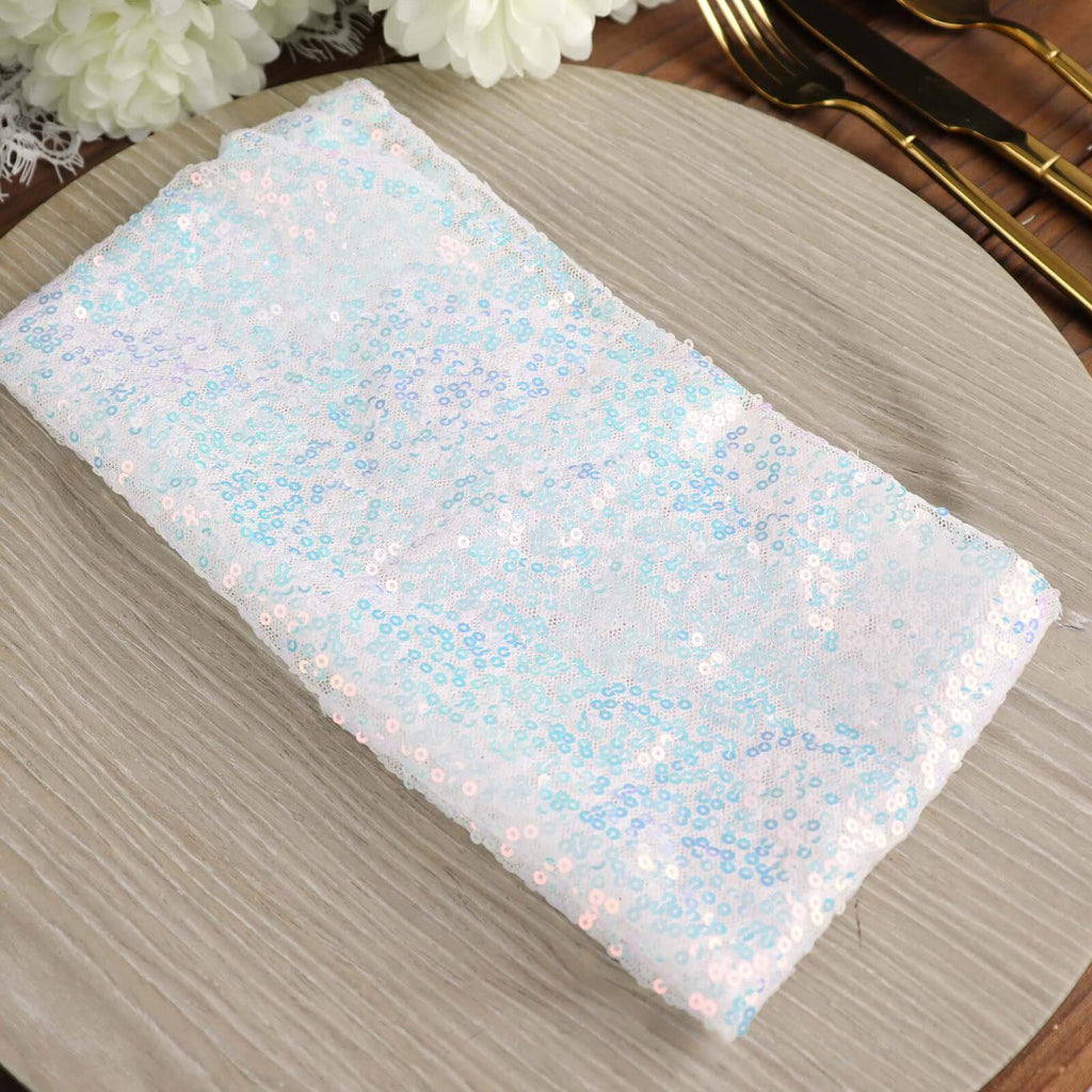 Sequin 20"x20" Napkin Iridescent Blue - Shimmering Dinner Napkin - Bell Racket Store